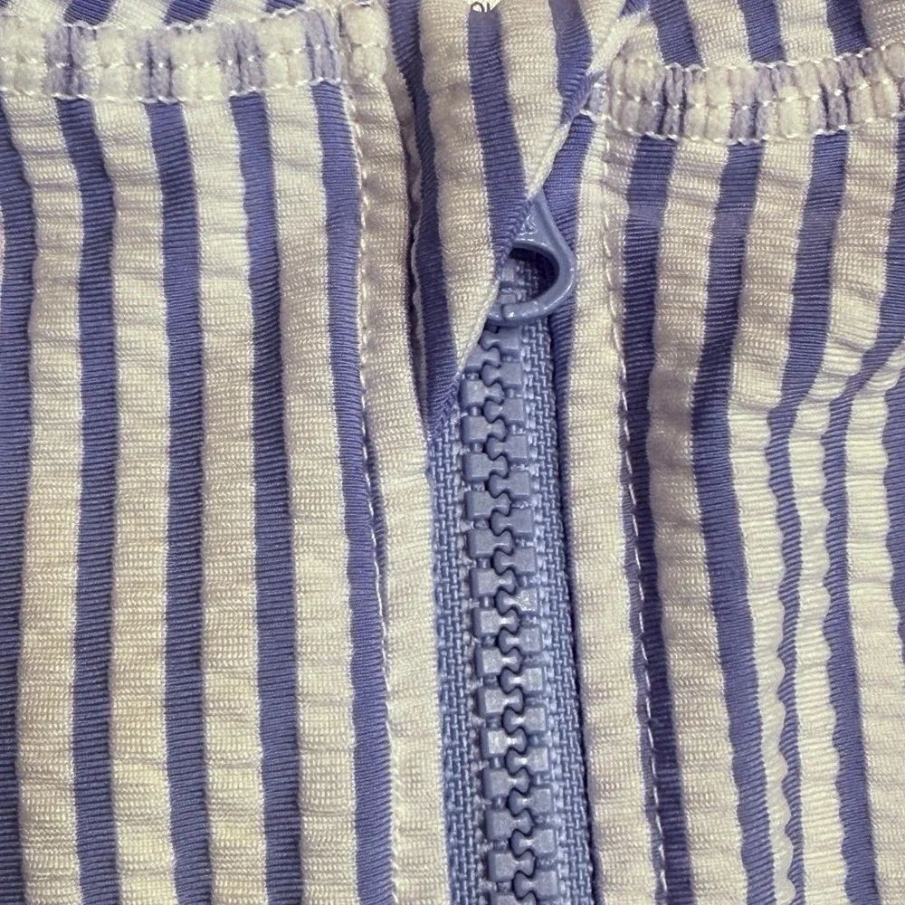 RuggedButts Periwinkle Blue Seersucker One Piece Rash Guard UPF 50+ 6-12M